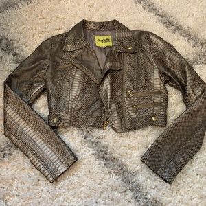 Snake Leather Jacket Gold Accents